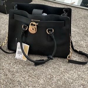 Black Michael Kors Tote Bag w gold accents